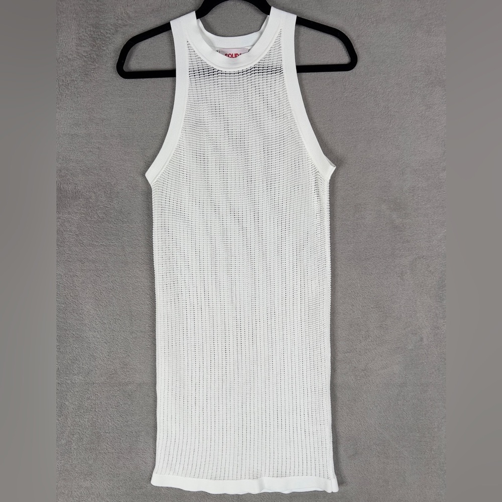 SOLID & STRIPED White Sleeveless Knit Mini Dress